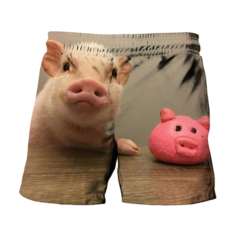 남성용 3D 프린팅 재미있는 돼지 해변 반바지, 캐주얼 탄성 루즈 서핑 보드 반바지, 수영 트렁크, 쿨 스트리트 짧은 하복 바지, 신제품