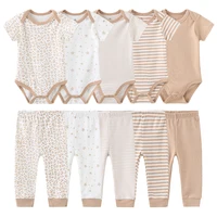 Baby Girl Bodysuits+Pants Clothing Sets 5-Piece Bebe Boy Clothes Cartoon Cotton Infant Short Sleeves Onesies Outfits 1