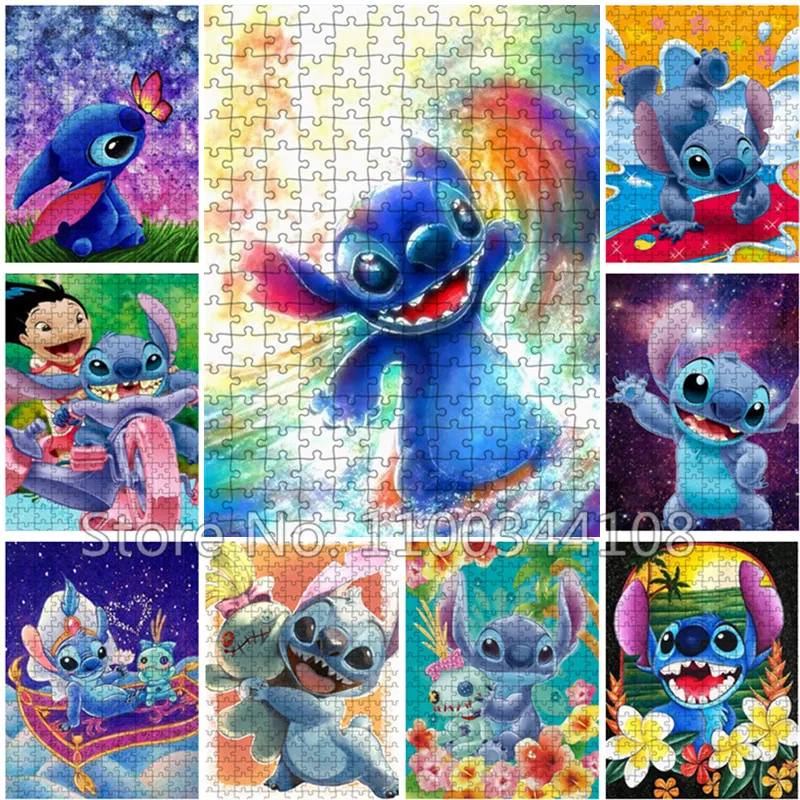 

Disney 300/500/1000 Pcs Puzzles Lilo & Stitch Jigsaw Puzzle Cartoon Creative Educational Toys for Children Adult Decompression