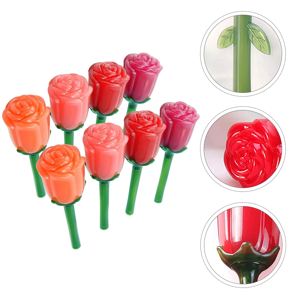 

8 PCS Mini Lipsticks Rose Gloss Tube Glazes Storage Balm Packaging Flower Bottle Elegant Travel