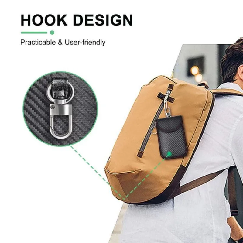 Faraday Bag for Key Fob Cage Protector Car RFID Signal Blocking Anti-Theft Pouch Double-Layers of Carbon Fiber