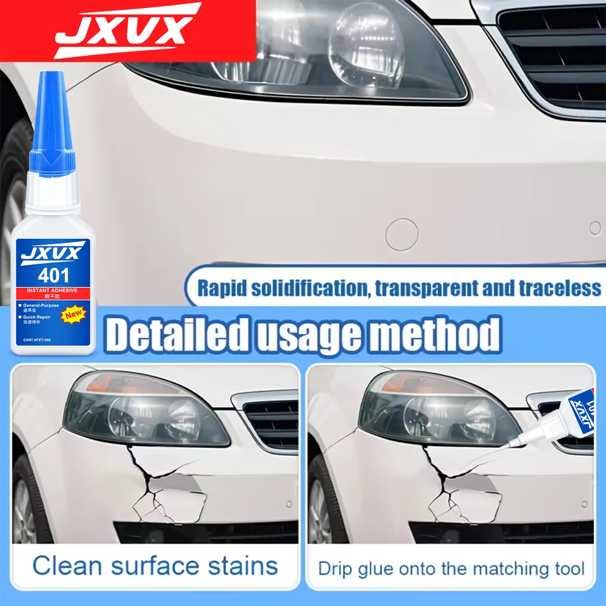 401 Multi-Purpose Super Glue Cyanoacrylate Adhesive 20g Instant Fast Rubber Wood Glass Stronger All Bonding Glue