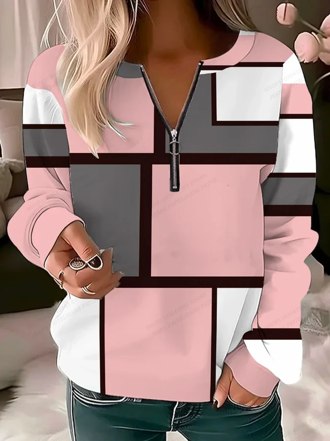lattice Hoodies Women Fashion Zipper Hoodies Japanese Y2k Plaid Sweatshirt Zip Up Hoodie Oversized Sudaderas Striped Coats