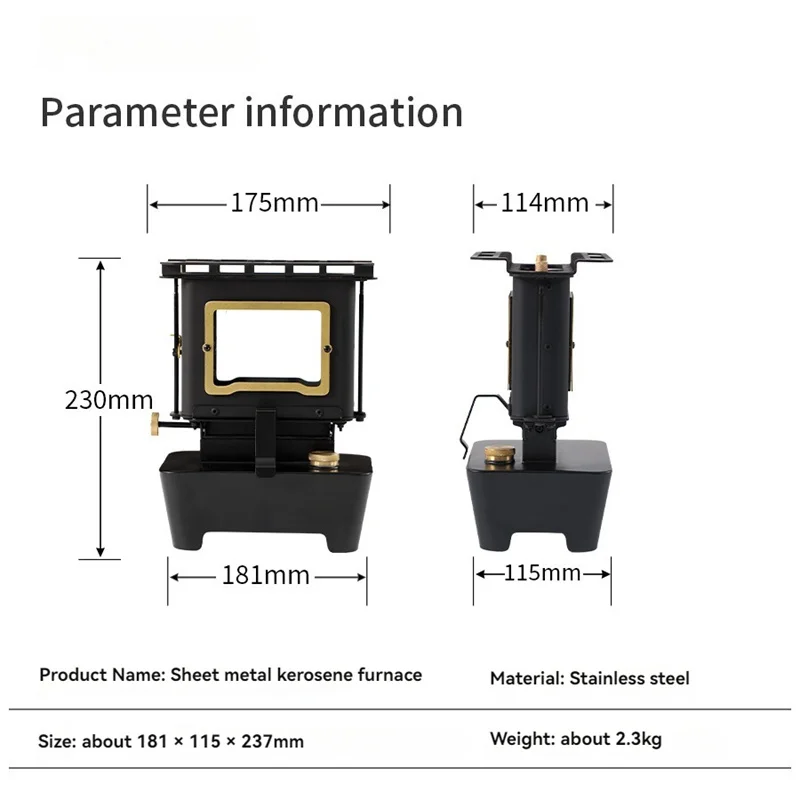 Outdoor Stainless Steel Camping Atmosphere Heating Kerosene Lamp Portable Handheld Retro Sheet Metal Kerosene Stove