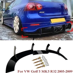Gloss For VW Golf 5 MK5 R32 2005 -2009 Car Rear Bumper Diffuser Protective Tail Side Spoiler Splitters Lip Protector ABS Plastic