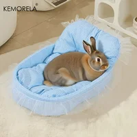Nid de princesse lapin moelleux, lit en peluche douce avec bords en dentelle, literie confortable pour petits animaux de compagnie, Hamsters, cochons d'inde, 1 pièce 3