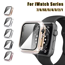

Luxury Diamond Watch Case compatible with Apple Watch 6 SE 5 4 40mm 44mm Tempered Glass for iWatch 3 2 1 Series 38mm 42mm Cover