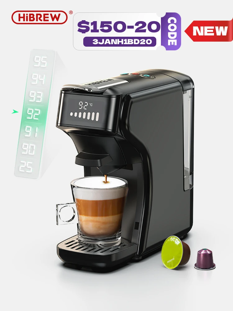 Hibrew Capsule Coffee Machine 6 In1 Hot/Cold Multiple Espresso Cafetera Cappuccino Coffee Maker Dolce Gusto Nespresso Powder H1B