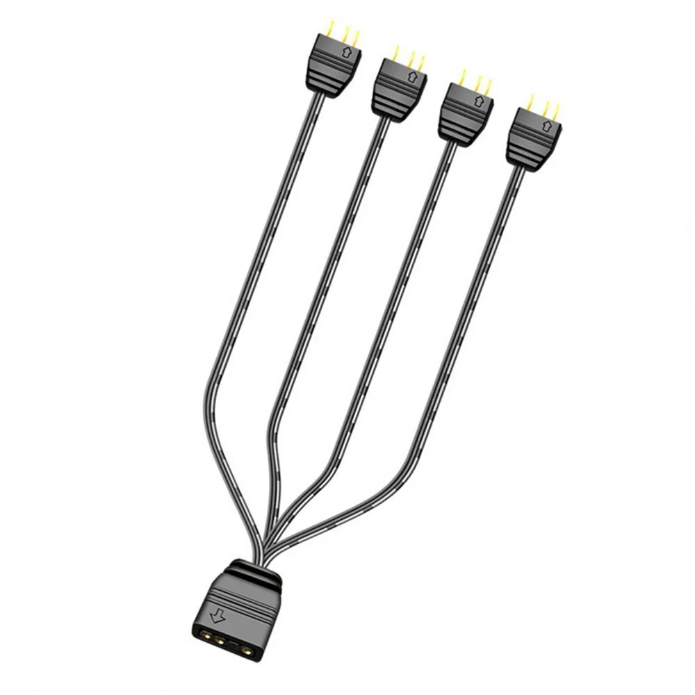 

ARGB Splitter 5V 3 Pin 1 to 4 Universal 33.5cm Mainboard ARGB Extension Cable with Protective for Desktop