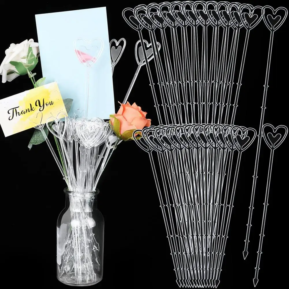 Place Card Holders Floral Card Holders 100Pcs Card Holder Heart Shaped Floral Arrangement Bouquet Wedding Decoration Bouquet Topper Household Supplies