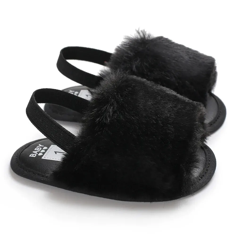Meckior Baby Sandals Newborn Soft Comfortable Fluff Baby Shoes Anti-slip Cotton Sole Flat New Boys Gilrs Sandals