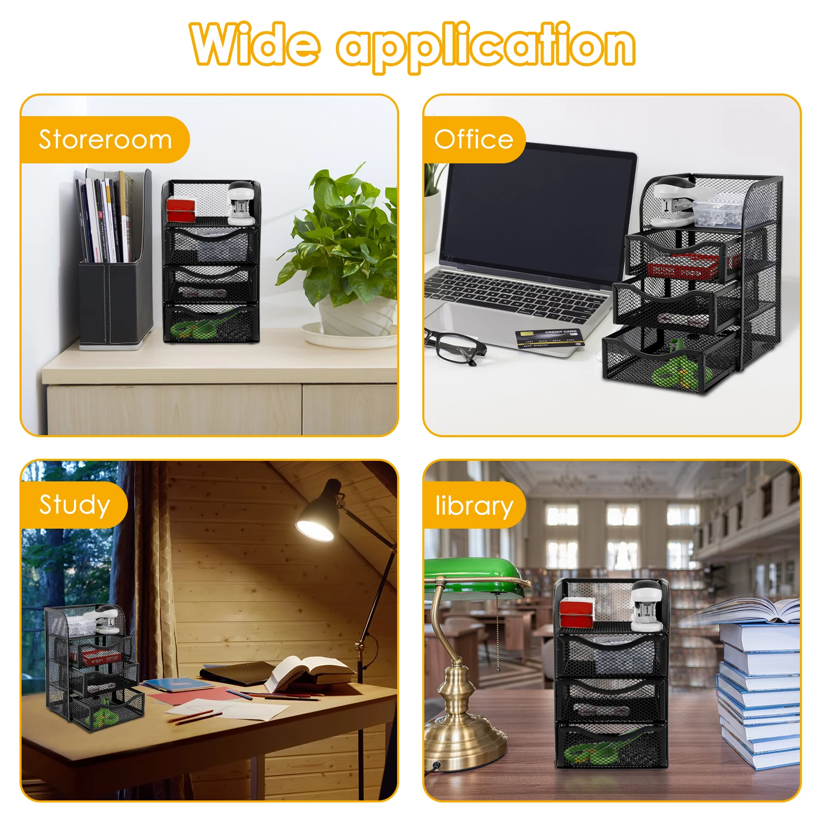 4 Layer Mesh Desk Organizer Large Capacity Stationery Organizer Box Drawer Multifunctional Office Supplies for Home School