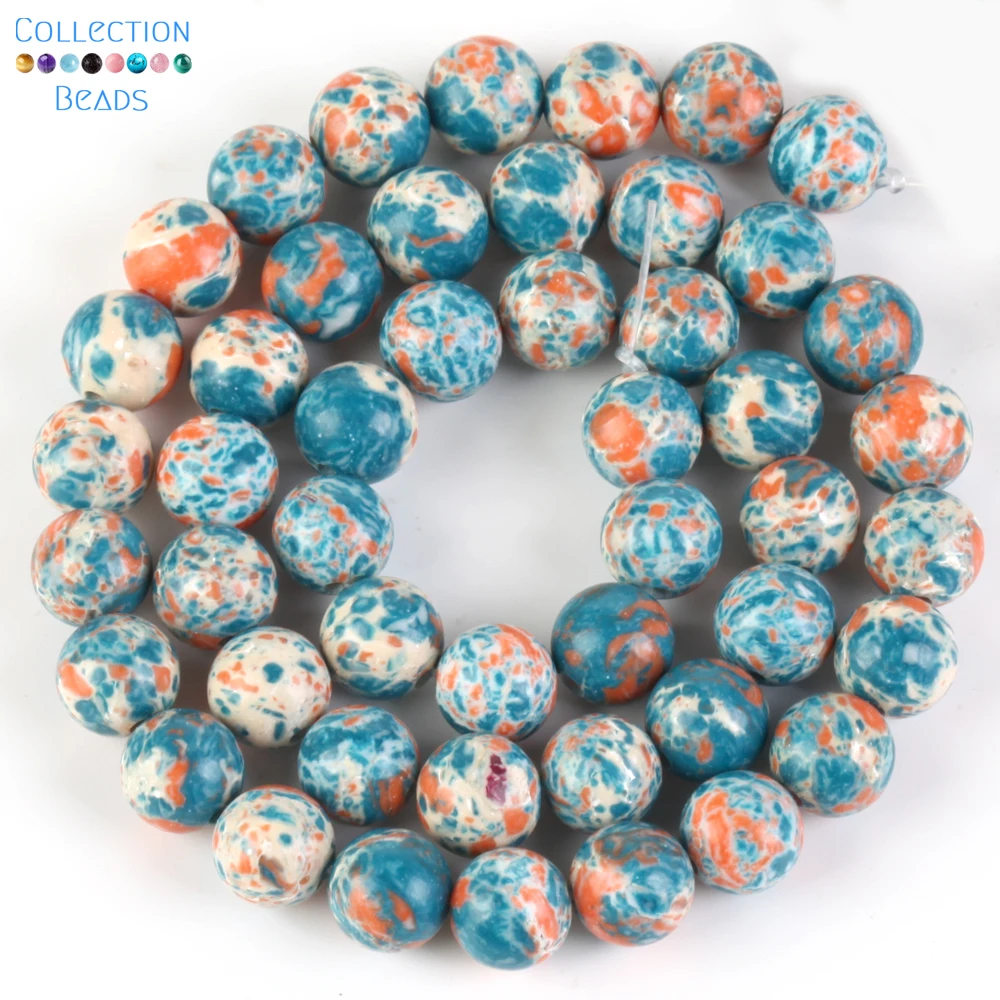Natural Stone Sea Sediment Jasper Beads in Purple & Lake Blue - Round Spacer Beads for DIY Jewelry & Bracelets