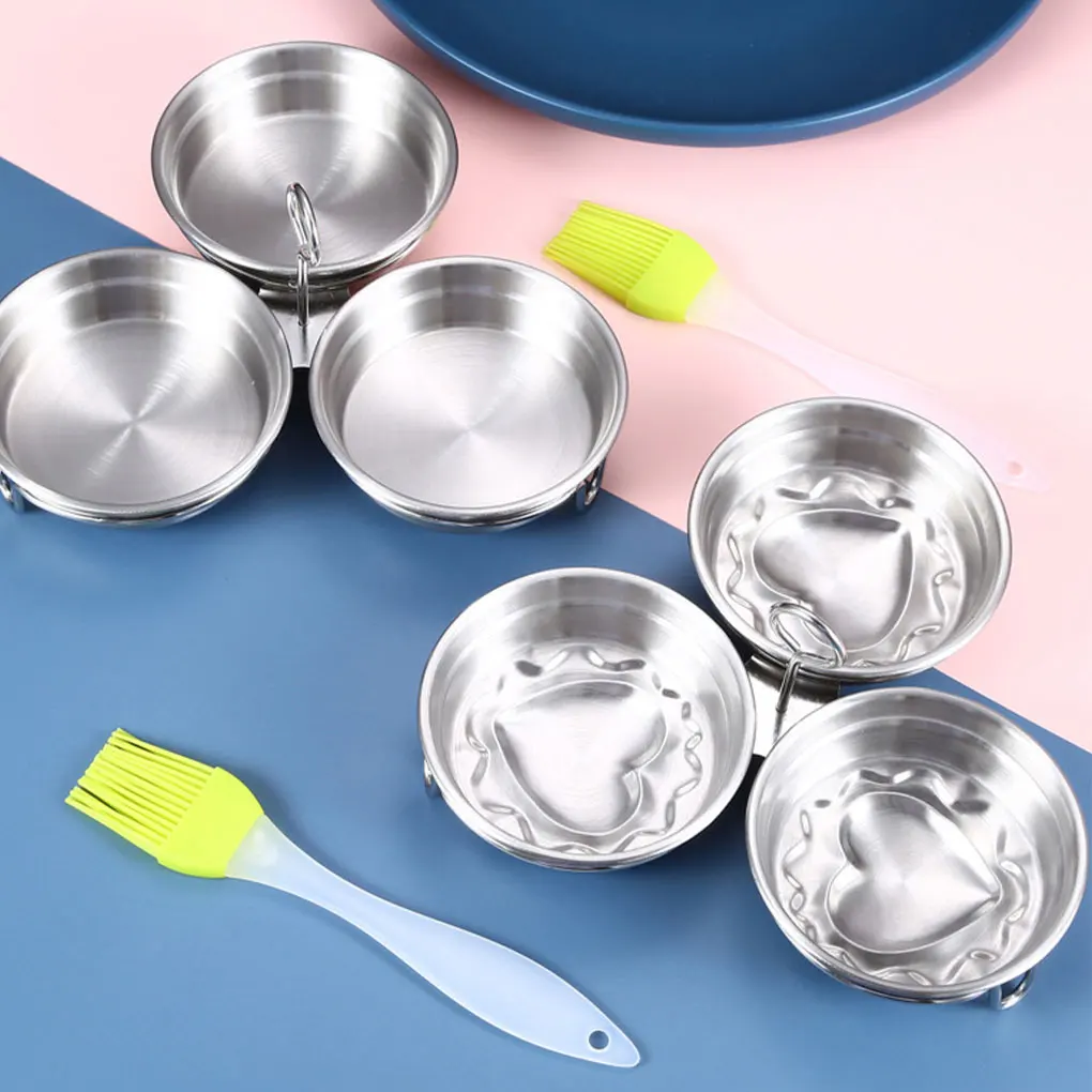 3pieces Stainless Steel Poached Egg Maker With Handle Easy To Extract Cups Arc Shaped Steamed egg poacher