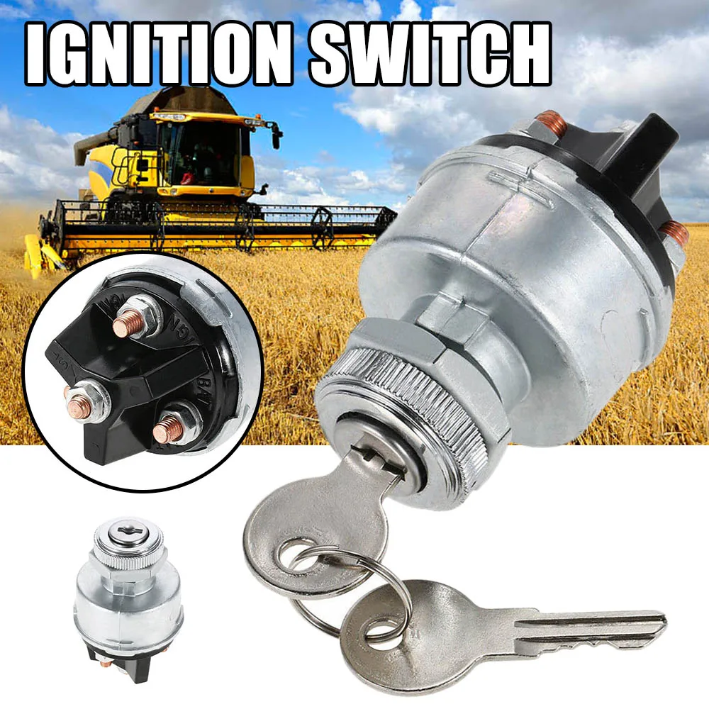 

Universal Ignition Key Switch Lock Flush Mount 2-Key 3 Position OFF ON Start For Tractors Trailers Agricultural Tools
