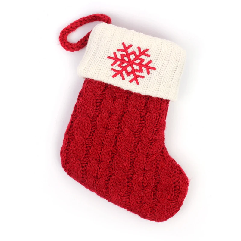 

Christmas Sock Knitting Red Snowflake Letter Wool Knitting Christmas Pendant Gift Bag Christmas Tree Decoration Gift
