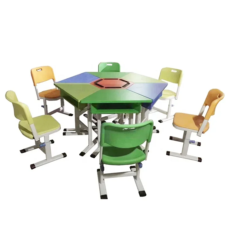 Kindergarten learning table school desk hexagonal combination table