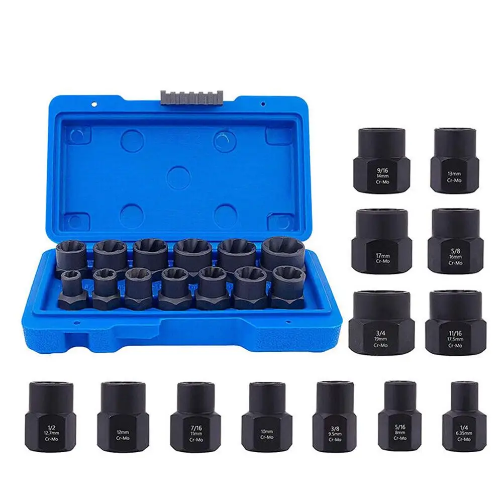

13pcs Extraction Socket Set Impact Bolt Nut Remover Sleeve Screw Bolt Extractor Hex Props for Removing Damaged Bolts Nuts Screws
