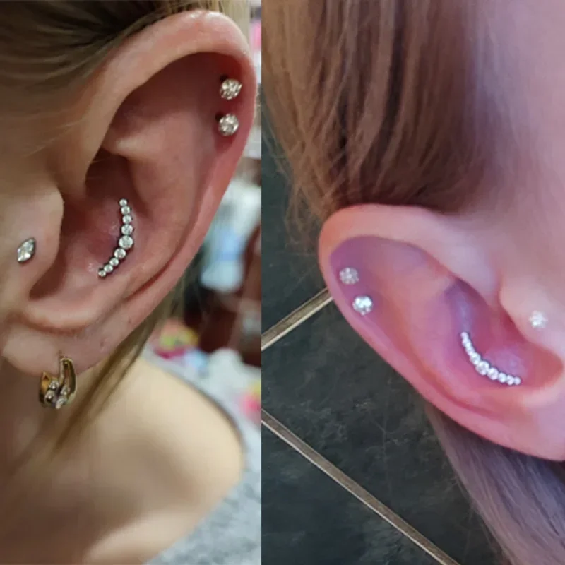 G23 Titanium EAR PIERC Internally Thread 9 Prong CZ Pave Top Ear Rings Cartilage Tragus Earrings Lip Stud Helix Piercing Jewelry piercing jewelry,body piercing earrings,ear piercing jewelry,metal jewelry,body piercing jewelry,body jewelry