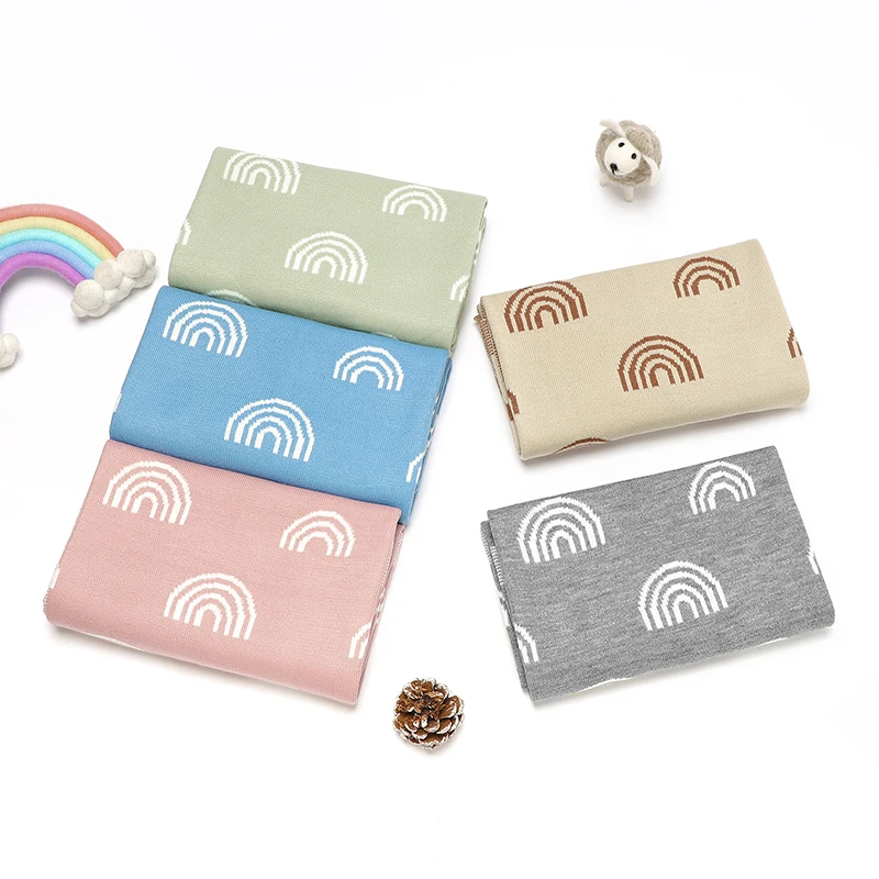 Multi-use Baby Receiving Blankets Newborn Swaddle Wrap Stroller Bed Blanket for Toddler Boy Girl Rainbow Knitted Throw Quit