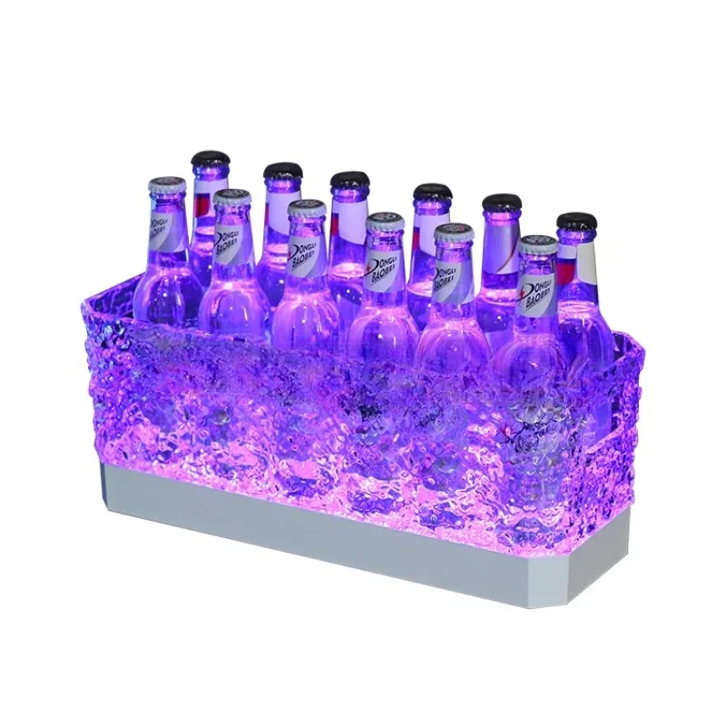 

Customized Bar Luminous Ice Bucket Creative Ice Pattern Beer Frame Ktv12 24 Large Capacity Wine Barrels
