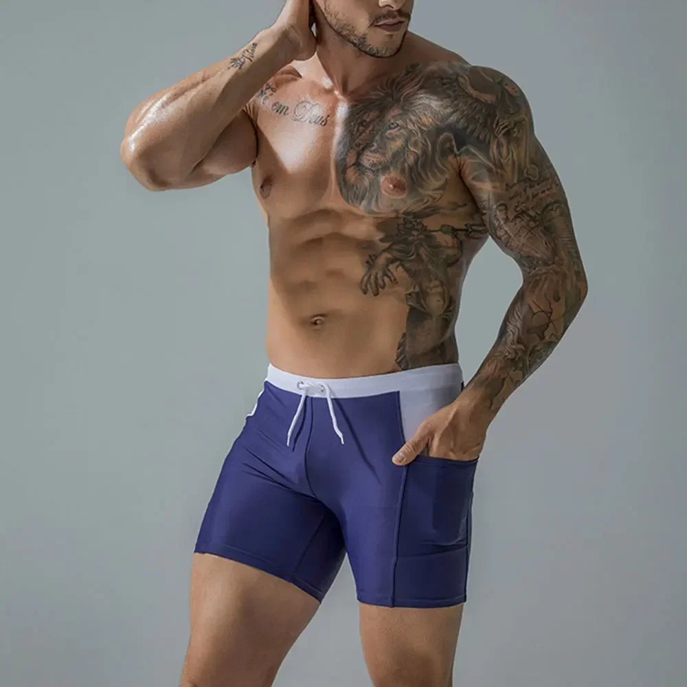 Swim Trunks Men Waterproof Quick-Drying Shorts Swimwear Swimsuit with Pockets Surf Pants Bathing Suit Beach Pool swim trunks swim shorts