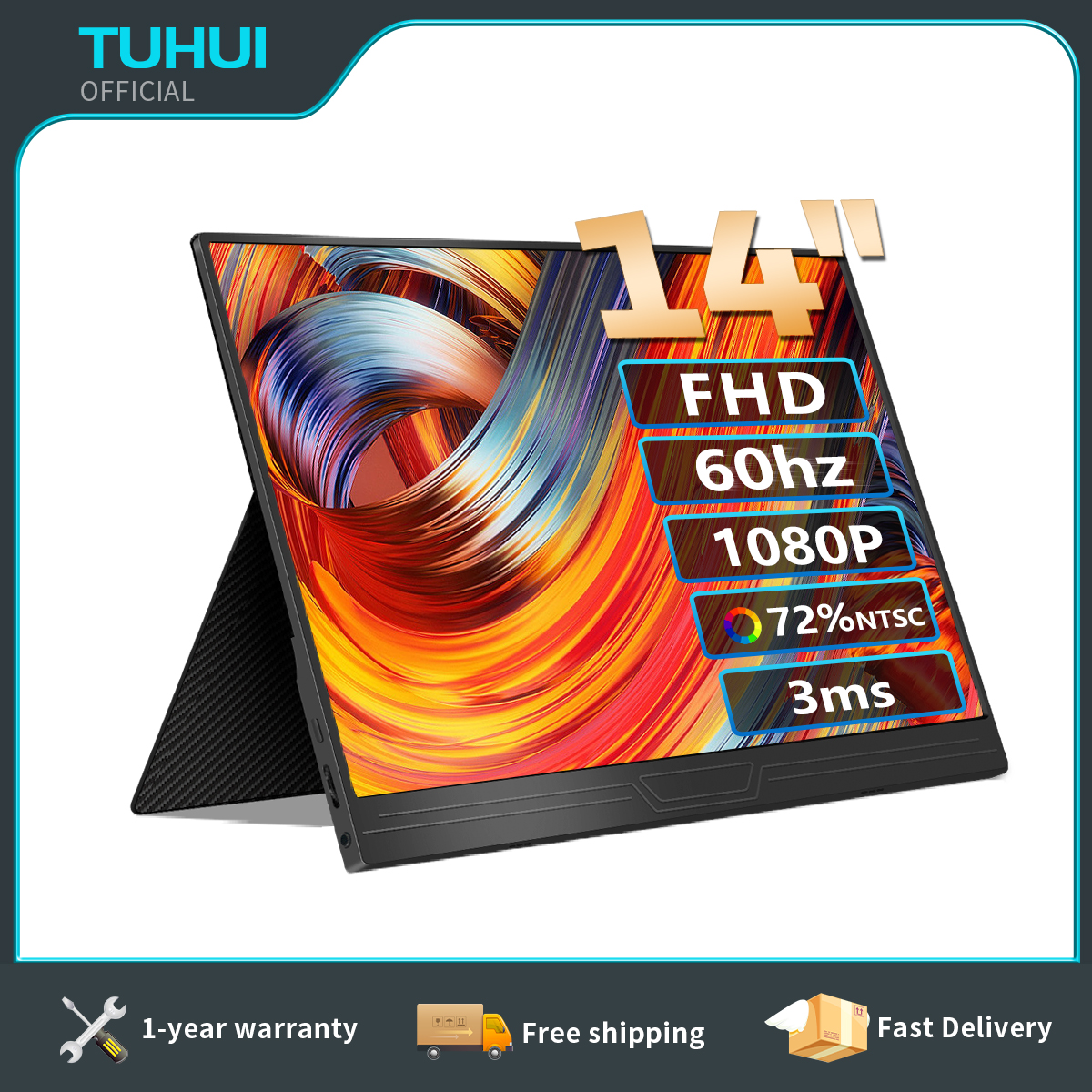 TUHUI 14inch 15.6inch Portable Monitor Home Office Usb Type C Mini-HDMI 1080P FHD IPS Gaming Screen for Laptop Phone Ps4 Switch