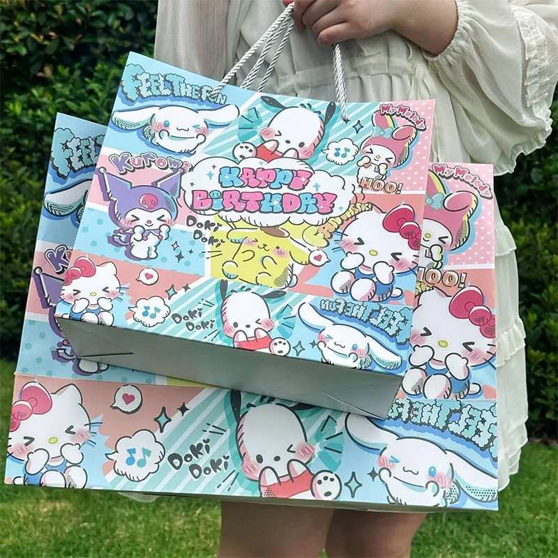 

Sanrio Gift Bags Kawaii Hello Kitty Kuromi My Melody Cinnamoroll Cartoon Tote Anime Sanrioed Cute Girl Heart High-Capacity Bags