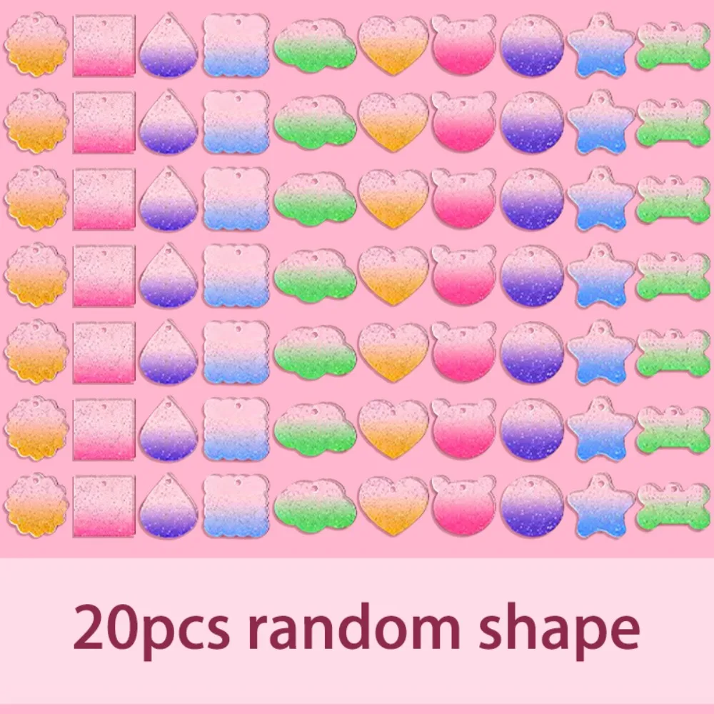 20pcs Acrylic DIY Keychain Making Kit Shiny Color Goo Plate Gooka Goo Plate Transparent Photocard Guka Girl Stickers Card