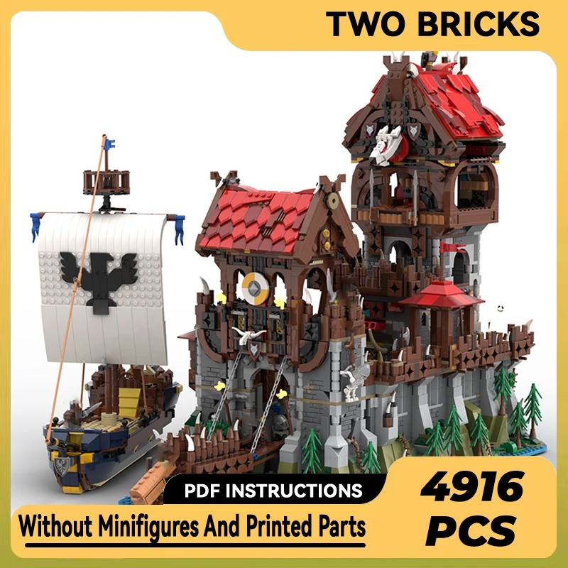 

Moc Building Blocks Medieval Fortress Model Wolf Castle Technical Bricks DIY Assembly Construction Toys For Childr Holiday Gifts