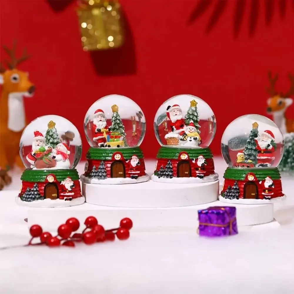 Globo De Nieve Musical De Navidad Con Luces LED - 14 Cm, Reproduce 8 Canciones, Familia De Renos, Ideal Para Decoración Festiva