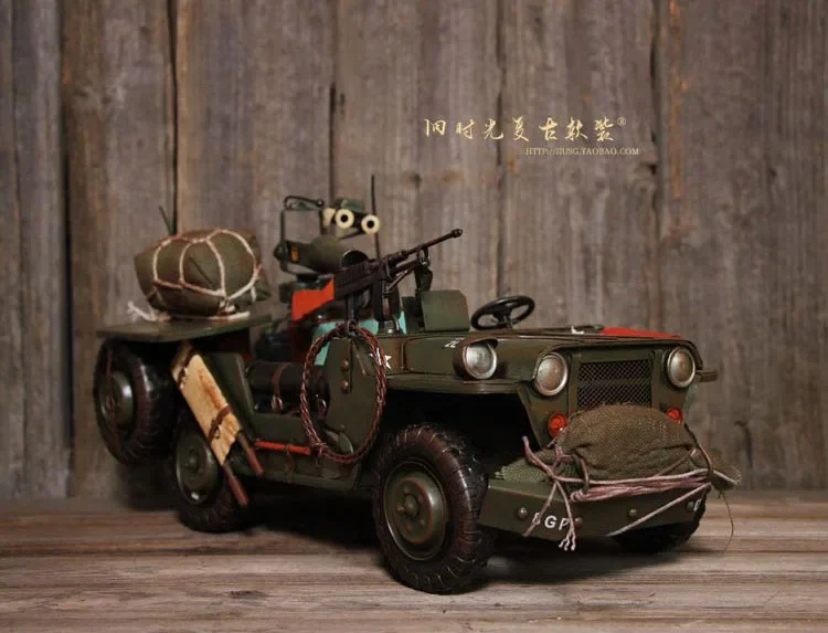 Guerra Mondiale Ii American Willis Jeep Verde Pentium Iron Car Ironwork Old Military Vehicle Model Puntelli Decorazione Regalo Di Compleanno