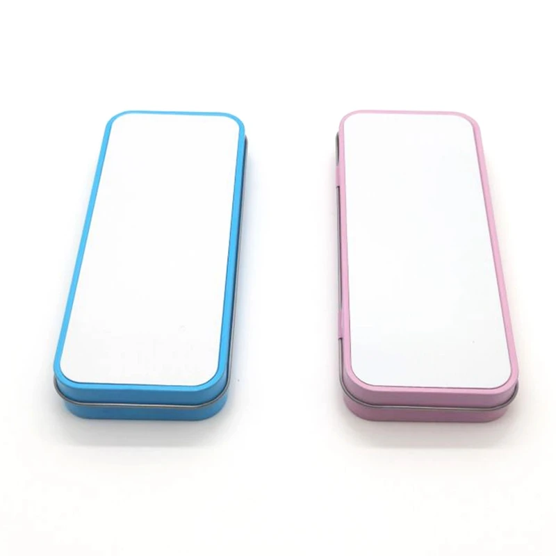 

5 PCS Sublimation Blank Metal Tin Pencil Box Case For Heat Press Transfer Printing For Pencils Pens Organization Durable Blue
