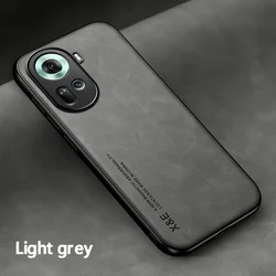 Luxury Leather Case with Metal Plate Support for Car Mount - Premium Protection for Your Smartphone (Light Grey)