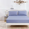 Soft Skin-friendly Fitted Sheet Set Solid Color Single Double Bed Sheet and Pillowcases Elastic Band Bedsheet Mattress Cover 2