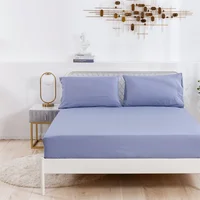 Soft Skin-friendly Fitted Sheet Set Solid Color Single Double Bed Sheet and Pillowcases Elastic Band Bedsheet Mattress Cover 2