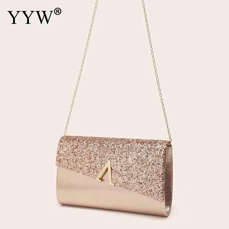 Sequins Women's Envelope Evening Purse Bridal V Clutch Party Prom Wedding Envelope Handbag Lady Shoulder Messenger Bags Wallet