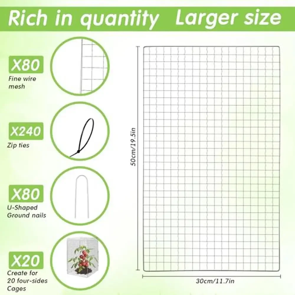 Garden Plant Protector Cage Set 80 Pack Rabbit Bird Animal Mesh Fence Kit