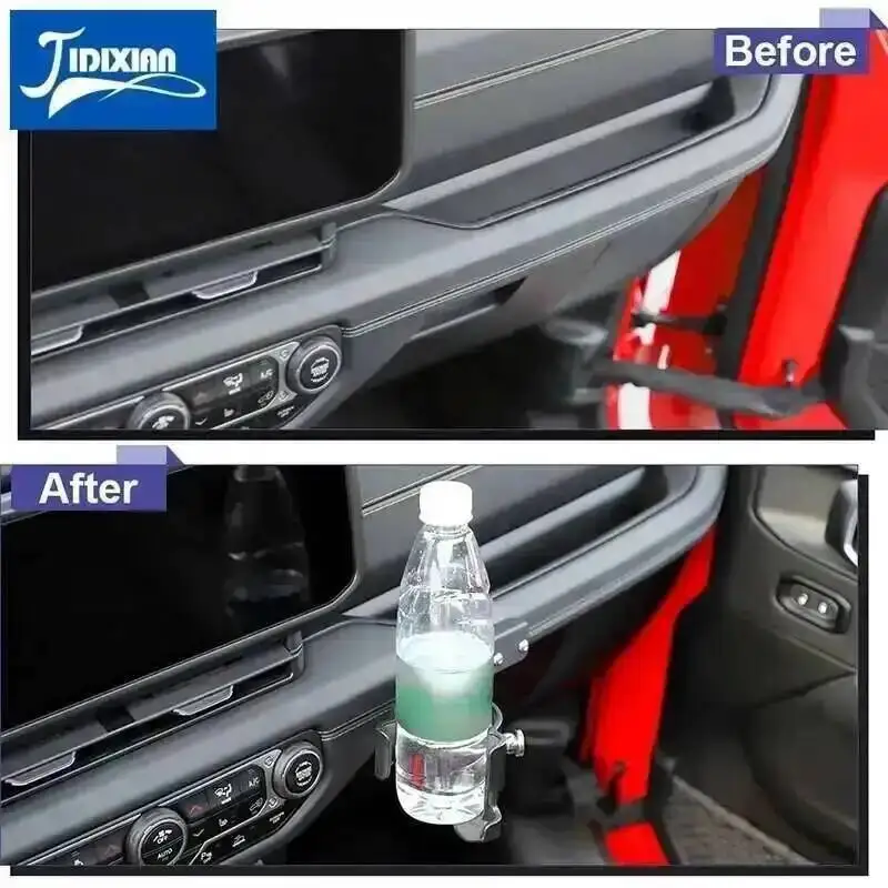 JIDIXIAN for Jeep Wrangler JL for Gladiator JT 2024 Up 자동차 부조종사 컵 홀더 핸들 핸드폰 마운트 전화 홀더 스탠드 지원