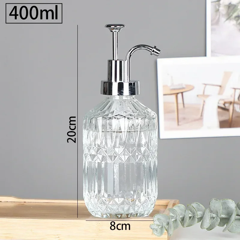 Press Nozzle Mouth Glass Bottle Hand Sanitizer Liquid Soap Solution Lotion Shower Gel Pump Bottle Nordic Bathroom Storage Bottle 5