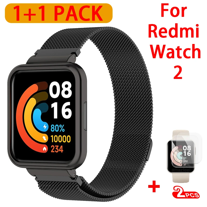

Ремешок на запястье для Xiaomi Redmi Watch 2 Lite, металлический защитный чехол с магнитной петлей для смарт-часов Mi Watch lite, браслеты