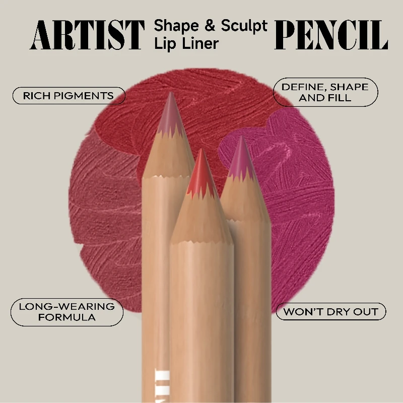 Face Secret Coffee Tones Beige Matte Lip Liner 3pcs/Set,Waterproof,Long-Lasting, Velvet Smooth Natural Soft Pencil Lipstick 6