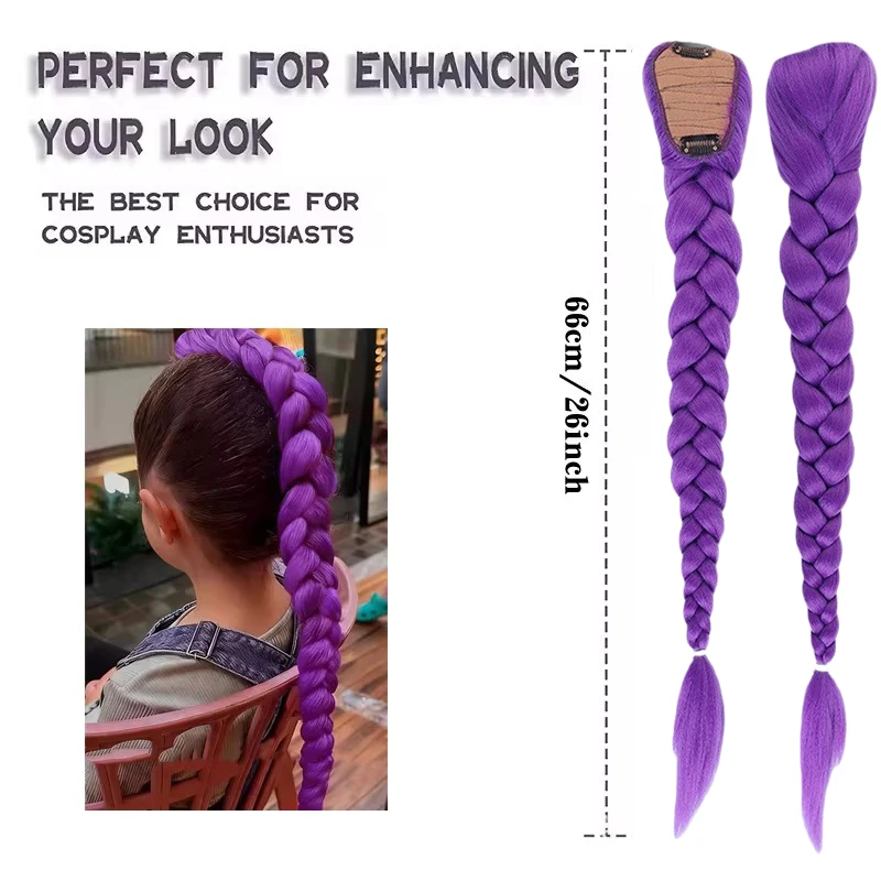 Purple cosplay wig close-up