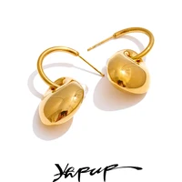 Yhpup 316L perles en acier inoxydable lisse géométrique boucles d'oreilles quotidiennes 18K plaqué PVD doré mode bijoux de haute qualité 2025 1