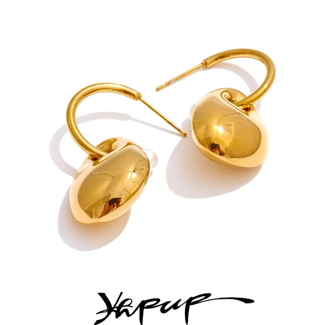 Yhpup 316L perles en acier inoxydable lisse géométrique boucles d'oreilles quotidiennes 18K plaqué PVD doré mode bijoux de haute qualité 2025 1