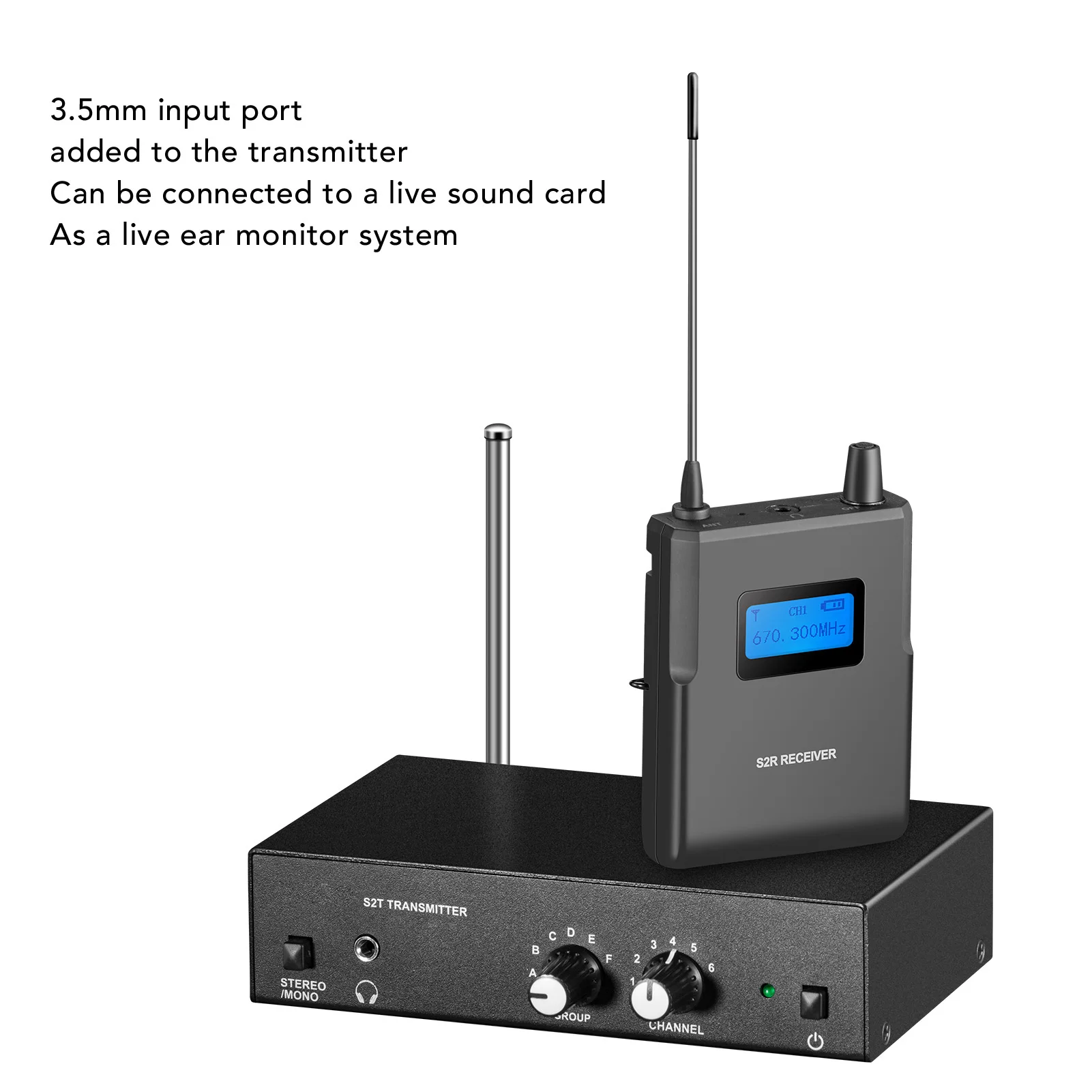ANLEON S2T 무선 모니터 시스템 송신기, UHF 스테레오 무선 IEM 시스템, 526-535Mhz, 100-240V