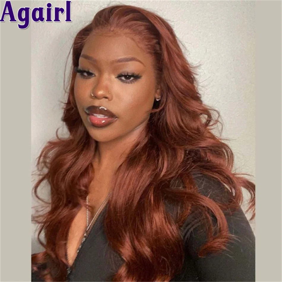 13X6 Reddish Brown Lace Frontal Body Wave Wig Brazilian Wavy 13X4 Lace Front Human Hair Wigs 200% Transparent Lace Wig for Women