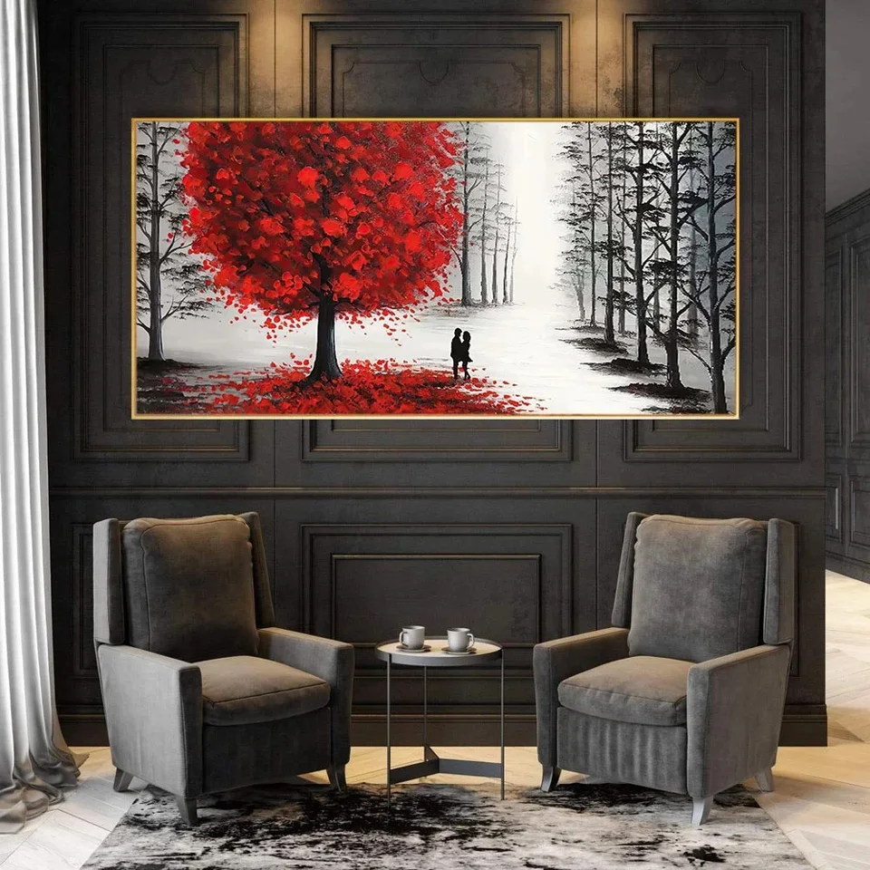 Large DIY Diamond Painting Kits Autumn Red Tree Landscape Full Round Square Diamond Embroidery Mosaic Cross Stitch Home Decor