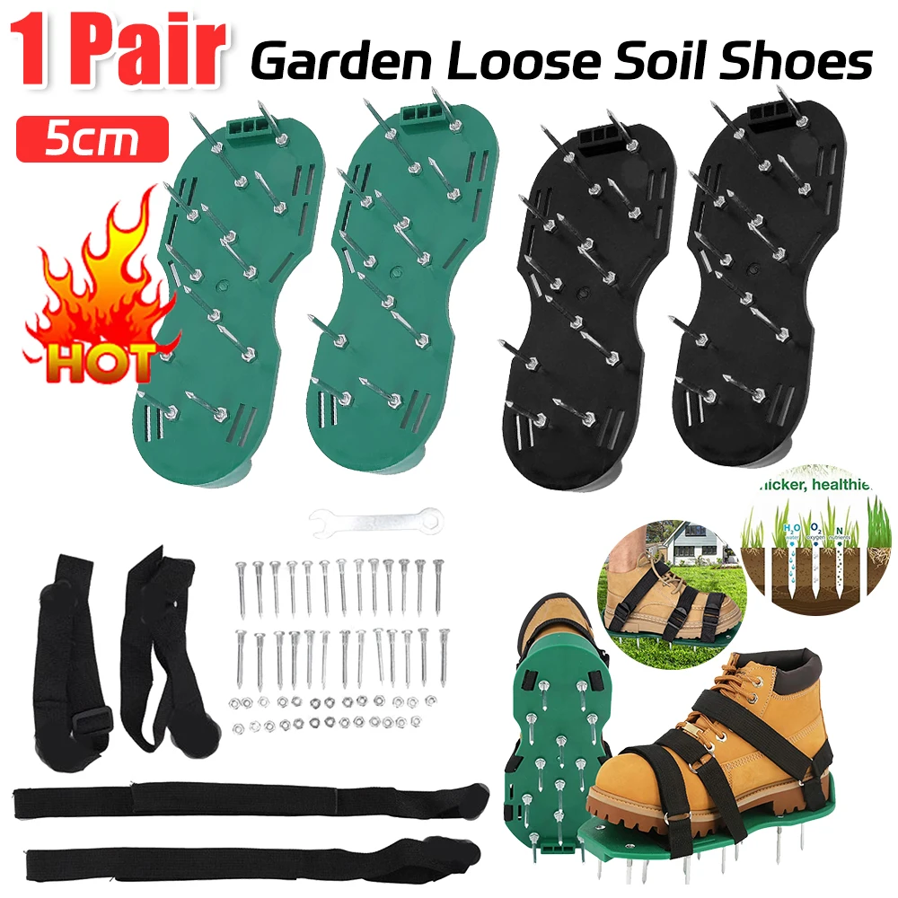Description Picture 5 of item1 Pair Garden Nail Shoes Grass Spiked Loose Gardening Soil Lawn Aerator Spikes Shoes Self-Leveling Epoxy Yard Grass Cultivator