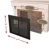 Fireplace Glass Door Clear Black Cabinet Standard Mesh Small 30-37" x 22.5-29.5" with 5" Handles and Alloy Steel Material Alpine 4